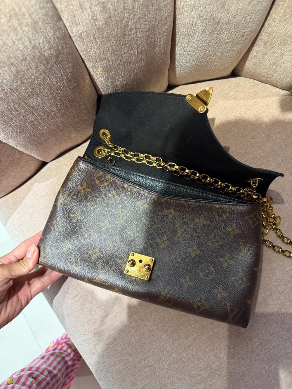 Louis Vuitton Brown Monogram & Black Leather Chain Shoulder Bag - Picture 13 of 14